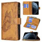 For iPhone 11 Pro Max Flying Butterfly Embossing Pattern Zipper Horizontal Flip Leather Case with Holder & Card Slots & Wallet(Brown) - 1