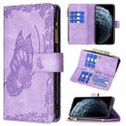 For iPhone 11 Pro Max Flying Butterfly Embossing Pattern Zipper Horizontal Flip Leather Case with Holder & Card Slots & Wallet(Purple) - 1