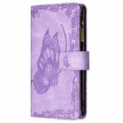 For iPhone 11 Pro Max Flying Butterfly Embossing Pattern Zipper Horizontal Flip Leather Case with Holder & Card Slots & Wallet(Purple) - 2