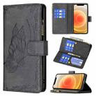 For iPhone 12 mini Flying Butterfly Embossing Pattern Zipper Horizontal Flip Leather Case with Holder & Card Slots & Wallet(Black) - 1