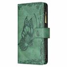 For iPhone 12 mini Flying Butterfly Embossing Pattern Zipper Horizontal Flip Leather Case with Holder & Card Slots & Wallet(Green) - 2