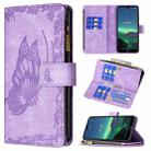 For Nokia 1.4 Flying Butterfly Embossing Pattern Zipper Horizontal Flip Leather Case with Holder & Card Slots & Wallet(Purple) - 1