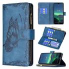 For Nokia 1.4 Flying Butterfly Embossing Pattern Zipper Horizontal Flip Leather Case with Holder & Card Slots & Wallet(Blue) - 1