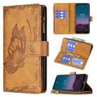 For Nokia 5.4 Flying Butterfly Embossing Pattern Zipper Horizontal Flip Leather Case with Holder & Card Slots & Wallet(Brown) - 1