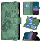 For Nokia 5.4 Flying Butterfly Embossing Pattern Zipper Horizontal Flip Leather Case with Holder & Card Slots & Wallet(Green) - 1