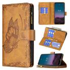 For Nokia 3.4 Flying Butterfly Embossing Pattern Zipper Horizontal Flip Leather Case with Holder & Card Slots & Wallet(Brown) - 1