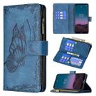 For Nokia 3.4 Flying Butterfly Embossing Pattern Zipper Horizontal Flip Leather Case with Holder & Card Slots & Wallet(Blue) - 1