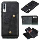 For Galaxy A70s Shockproof Magnetic PU + TPU Protective Case with Card Slots(Black) - 1