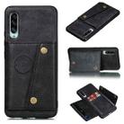 For Galaxy A90 5G Shockproof Magnetic PU + TPU Protective Case with Card Slots(Black) - 1