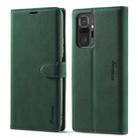 For Xiaomi Redmi Note 10 Forwenw F1 Series Matte Strong Magnetism Horizontal Flip Leather Case with Holder & Card Slots & Wallet & Photo Frame(Green) - 1