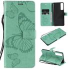 For LG Stylo 7 5G / 4G Pressed Printing Butterfly Pattern Horizontal Flip PU Leather Case with Holder & Card Slots & Wallet & Lanyard(Green) - 1