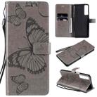 For LG Stylo 7 5G / 4G Pressed Printing Butterfly Pattern Horizontal Flip PU Leather Case with Holder & Card Slots & Wallet & Lanyard(Gray) - 1