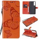 For LG Stylo 7 5G / 4G Pressed Printing Butterfly Pattern Horizontal Flip PU Leather Case with Holder & Card Slots & Wallet & Lanyard(Orange) - 1