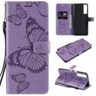 For LG Stylo 7 5G / 4G Pressed Printing Butterfly Pattern Horizontal Flip PU Leather Case with Holder & Card Slots & Wallet & Lanyard(Purple) - 1