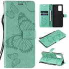 For OPPO A74 4G / F19 4G Pressed Printing Butterfly Pattern Horizontal Flip PU Leather Case with Holder & Card Slots & Wallet & Lanyard(Green) - 1