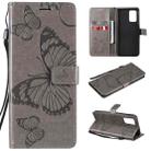 For OPPO A74 4G / F19 4G Pressed Printing Butterfly Pattern Horizontal Flip PU Leather Case with Holder & Card Slots & Wallet & Lanyard(Gray) - 1