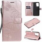 For OPPO A94 5G / F19 Pro / Reno 5F Pressed Printing Butterfly Pattern Horizontal Flip PU Leather Case with Holder & Card Slots & Wallet & Lanyard(Rose Gold) - 1