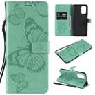 For OPPO A93 5G / A74 5G Pressed Printing Butterfly Pattern Horizontal Flip PU Leather Case with Holder & Card Slots & Wallet & Lanyard(Green) - 1