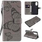 For OPPO A93 5G / A74 5G Pressed Printing Butterfly Pattern Horizontal Flip PU Leather Case with Holder & Card Slots & Wallet & Lanyard(Gray) - 1
