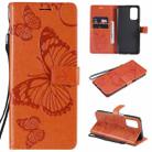 For OPPO A93 5G / A74 5G Pressed Printing Butterfly Pattern Horizontal Flip PU Leather Case with Holder & Card Slots & Wallet & Lanyard(Orange) - 1