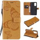 For OPPO A93 5G / A74 5G Pressed Printing Butterfly Pattern Horizontal Flip PU Leather Case with Holder & Card Slots & Wallet & Lanyard(Yellow) - 1