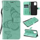 For OPPO Realme 8 Pro / Realme 8 Pressed Printing Butterfly Pattern Horizontal Flip PU Leather Case with Holder & Card Slots & Wallet & Lanyard(Green) - 1