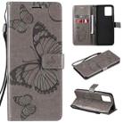 For OPPO Realme 8 Pro / Realme 8 Pressed Printing Butterfly Pattern Horizontal Flip PU Leather Case with Holder & Card Slots & Wallet & Lanyard(Gray) - 1