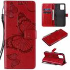For OPPO Realme 8 Pro / Realme 8 Pressed Printing Butterfly Pattern Horizontal Flip PU Leather Case with Holder & Card Slots & Wallet & Lanyard(Red) - 1