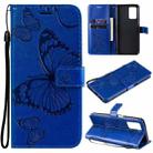 For OPPO Realme V13 Pressed Printing Butterfly Pattern Horizontal Flip PU Leather Case with Holder & Card Slots & Wallet & Lanyard(Blue) - 1