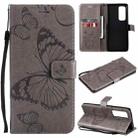 For OPPO Reno5 Pro+ 5G / Find X3 Neo Pressed Printing Butterfly Pattern Horizontal Flip PU Leather Case with Holder & Card Slots & Wallet & Lanyard(Gray) - 1
