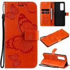 For OPPO Reno5 Pro+ 5G / Find X3 Neo Pressed Printing Butterfly Pattern Horizontal Flip PU Leather Case with Holder & Card Slots & Wallet & Lanyard(Orange) - 1