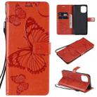 For OPPO Find X3 Pro / Find X3 Pressed Printing Butterfly Pattern Horizontal Flip PU Leather Case with Holder & Card Slots & Wallet & Lanyard(Orange) - 1