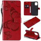 For OPPO Find X3 Pro / Find X3 Pressed Printing Butterfly Pattern Horizontal Flip PU Leather Case with Holder & Card Slots & Wallet & Lanyard(Red) - 1