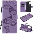 For OPPO Find X3 Pro / Find X3 Pressed Printing Butterfly Pattern Horizontal Flip PU Leather Case with Holder & Card Slots & Wallet & Lanyard(Purple) - 1