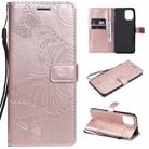 For OPPO Find X3 Pro / Find X3 Pressed Printing Butterfly Pattern Horizontal Flip PU Leather Case with Holder & Card Slots & Wallet & Lanyard(Rose Gold) - 1