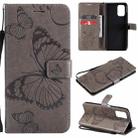 For Xiaomi Redmi Note 10 4G Pressed Printing Butterfly Pattern Horizontal Flip PU Leather Case with Holder & Card Slots & Wallet & Lanyard(Gray) - 1