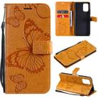 For Xiaomi Redmi Note 10 4G Pressed Printing Butterfly Pattern Horizontal Flip PU Leather Case with Holder & Card Slots & Wallet & Lanyard(Yellow) - 1
