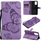 For Xiaomi Redmi Note 10 4G Pressed Printing Butterfly Pattern Horizontal Flip PU Leather Case with Holder & Card Slots & Wallet & Lanyard(Purple) - 1