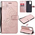 For Xiaomi Redmi Note 10 4G Pressed Printing Butterfly Pattern Horizontal Flip PU Leather Case with Holder & Card Slots & Wallet & Lanyard(Rose Gold) - 1