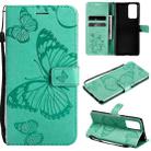 For Xiaomi Redmi Note 10 Pro 4G Pressed Printing Butterfly Pattern Horizontal Flip PU Leather Case with Holder & Card Slots & Wallet & Lanyard(Green) - 1