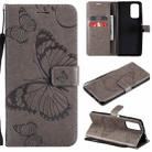 For Xiaomi Redmi Note 10 Pro 4G Pressed Printing Butterfly Pattern Horizontal Flip PU Leather Case with Holder & Card Slots & Wallet & Lanyard(Gray) - 1