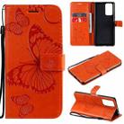 For Xiaomi Redmi Note 10 Pro 4G Pressed Printing Butterfly Pattern Horizontal Flip PU Leather Case with Holder & Card Slots & Wallet & Lanyard(Orange) - 1