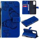 For Xiaomi Redmi Note 10 Pro 4G Pressed Printing Butterfly Pattern Horizontal Flip PU Leather Case with Holder & Card Slots & Wallet & Lanyard(Blue) - 1