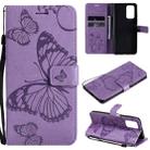 For Xiaomi Redmi Note 10 Pro 4G Pressed Printing Butterfly Pattern Horizontal Flip PU Leather Case with Holder & Card Slots & Wallet & Lanyard(Purple) - 1