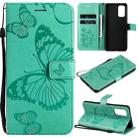 For Samsung Galaxy A32 4G Pressed Printing Butterfly Pattern Horizontal Flip PU Leather Case with Holder & Card Slots & Wallet & Lanyard(Green) - 1
