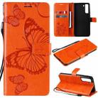 For Samsung Galaxy S21 FE Pressed Printing Butterfly Pattern Horizontal Flip PU Leather Case with Holder & Card Slots & Wallet & Lanyard(Orange) - 1