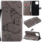 For Xiaomi Mi 11 Lite Pressed Printing Butterfly Pattern Horizontal Flip PU Leather Case with Holder & Card Slots & Wallet & Lanyard(Gray) - 1