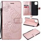 For Xiaomi Mi 11 Lite Pressed Printing Butterfly Pattern Horizontal Flip PU Leather Case with Holder & Card Slots & Wallet & Lanyard(Rose Gold) - 1