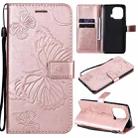 For Xiaomi Mi 11 Pro Pressed Printing Butterfly Pattern Horizontal Flip PU Leather Case with Holder & Card Slots & Wallet & Lanyard(Rose Gold) - 1