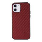 For iPhone 11 Carbon Fiber Skin PU + PC + TPU Shockprof Protective Case (Red) - 1